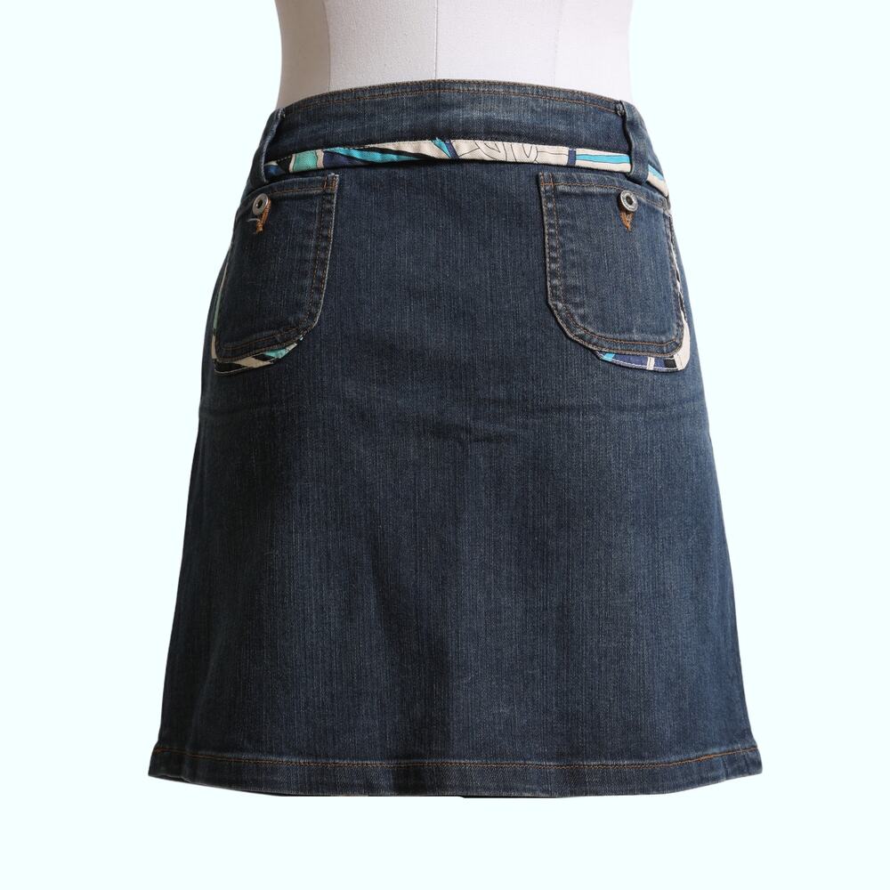DOLCE & GABBANA Vintage Y2K Blue Denim Multicolor Trim Mini Skirt